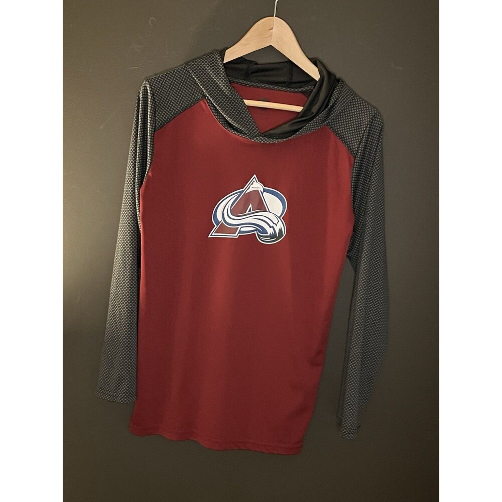 Colorado Avalanche NHL Youth Hooded Long Sleeve Shirt Burgundy Black Hockey